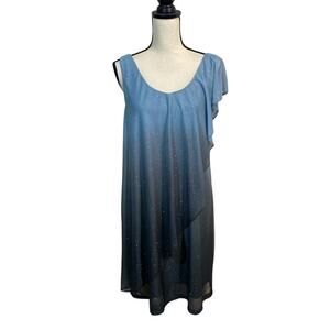 NWT Nightway Gray Blue Ombre Sparkle Drape Shift Dress Size 12